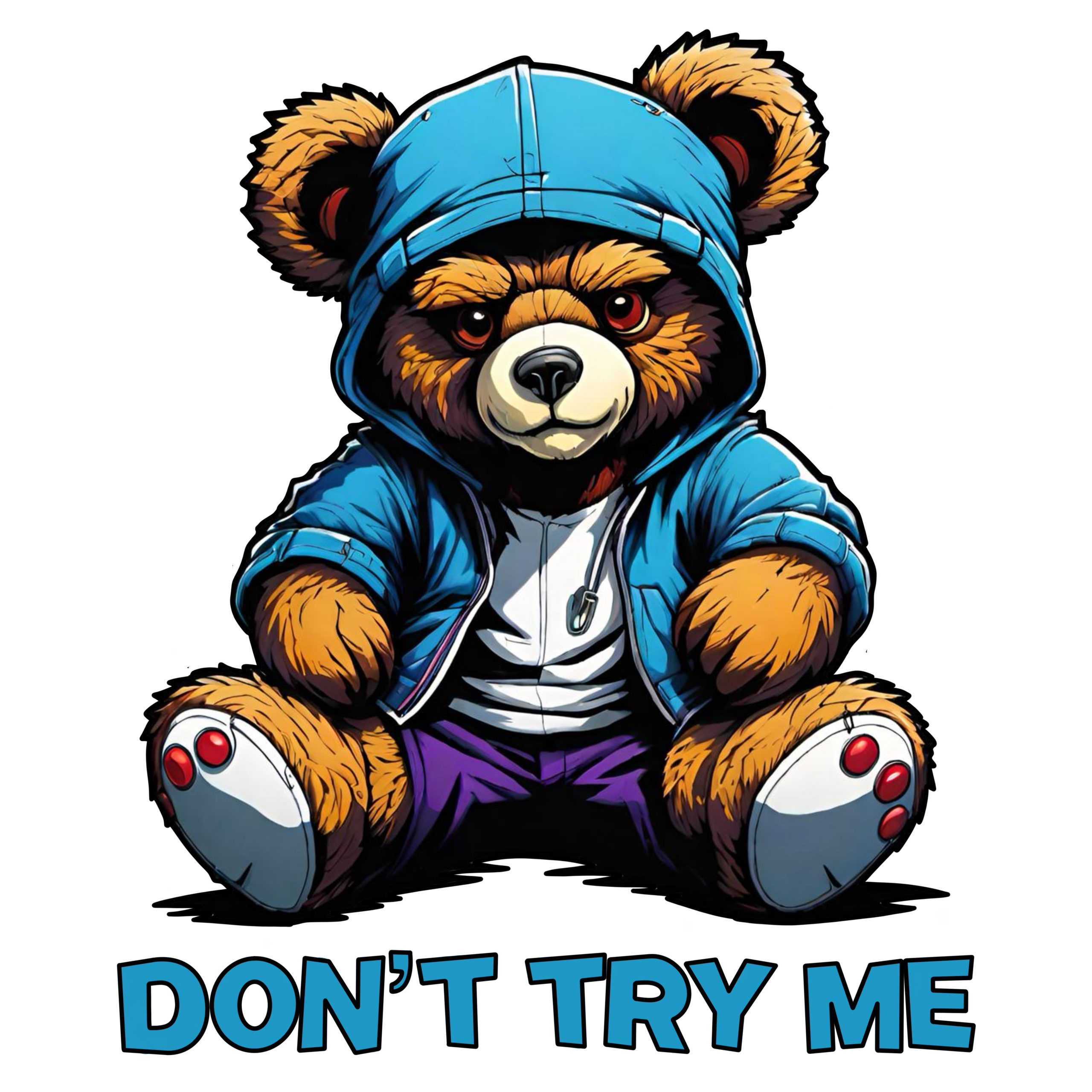 “Don’t Try Me” Teddy Bear PNG – Digital Download (Transparent Background)