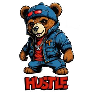 “Hustle” Teddy Bear PNG – Digital Download (Transparent Background)