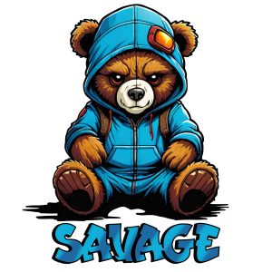 “Savage” Teddy Bear PNG – Digital Download (Transparent Background)