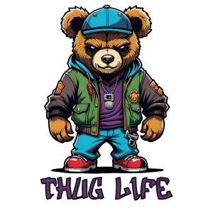 “Thug Life” Teddy Bear PNG – Digital Download (Transparent Background)