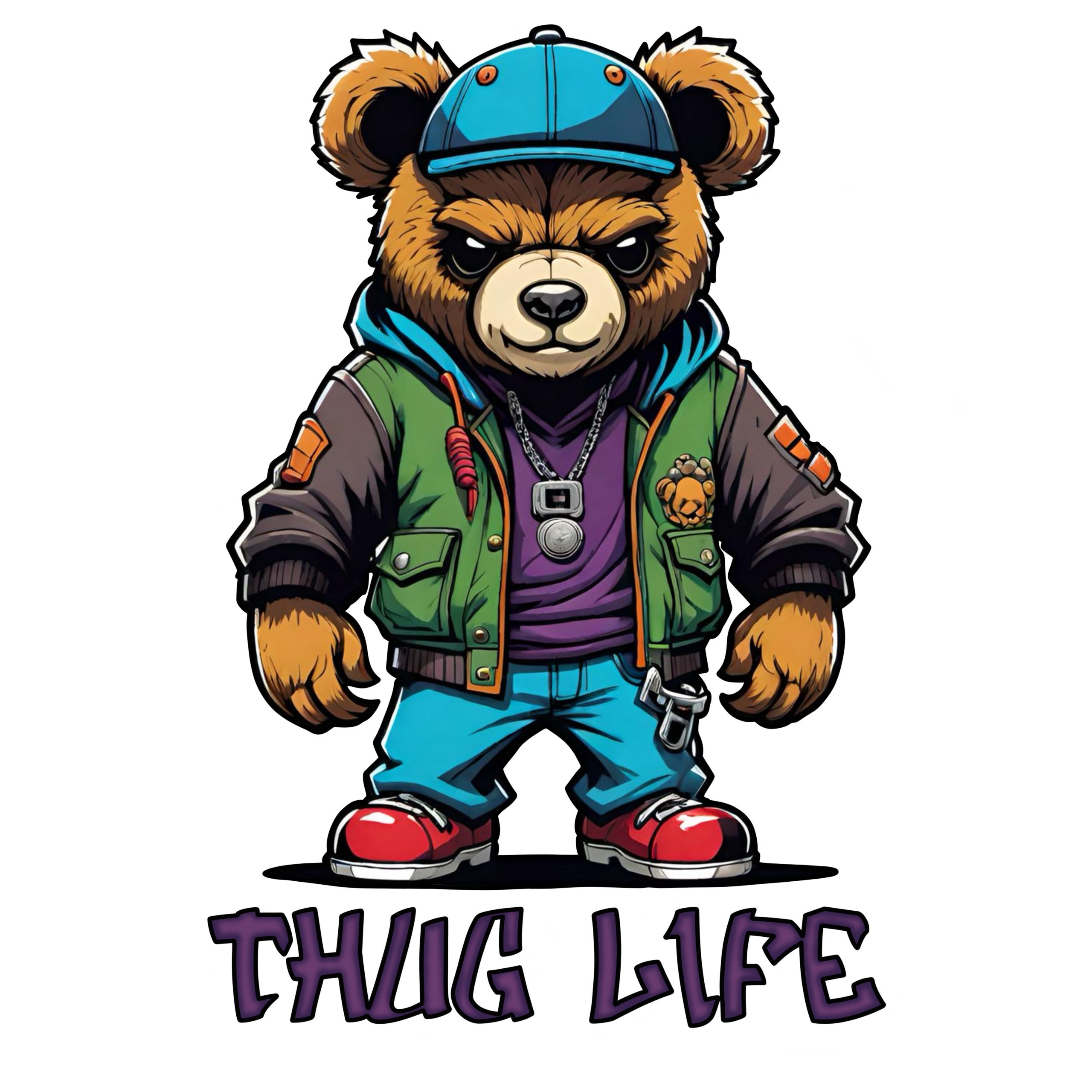 “Thug Life” Teddy Bear PNG – Digital Download (Transparent Background)