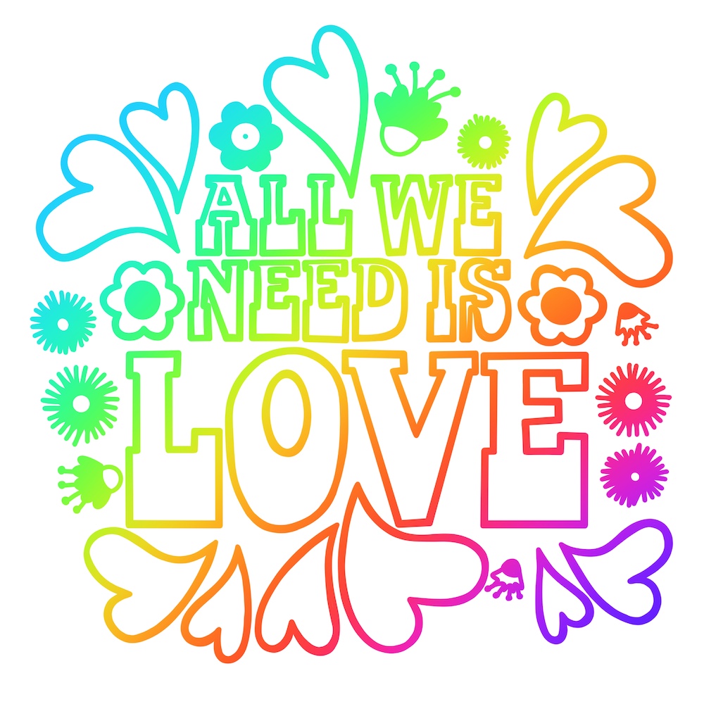 All We Need Is Love Tie‑Dye PNG | Retro Quote Sublimation Design | Colorful Hippie Graphic PNG – Digital Download (Transparent Background)