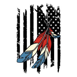 Tattered US Flag with Native American Feathers – PNG Download