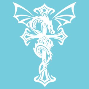 Tribal Dragon Cross 6" Vinyl Decal
