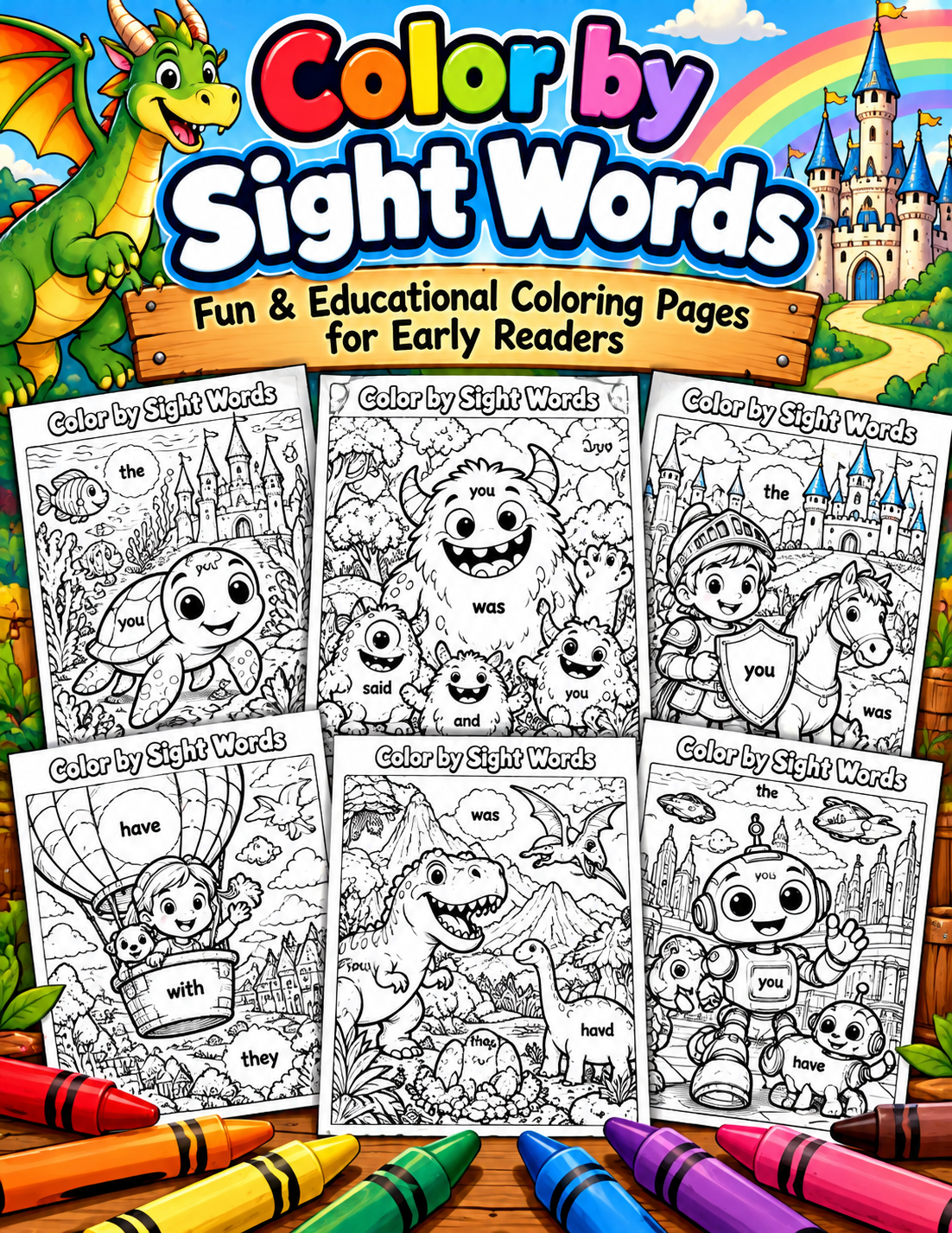 Color by Sight Words Worksheets – Printable Reading Activities